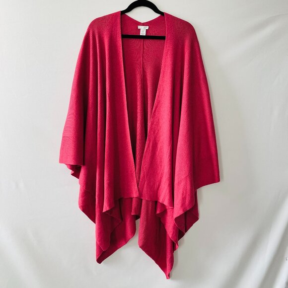 J. Jill Womens Pink Draped Open Front Ribbed Ruana Wrap One Size - Picture 1 of 8